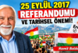 25 EYLÜL 2017 REFERANDUMU VE TARİHSEL ÖNEMİ! Hamit Baldemir